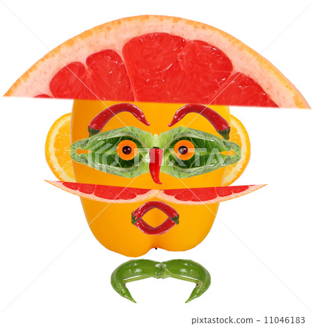 Man portrait in hat made of vegetables and fruits 11046183