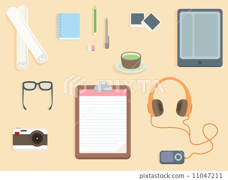 flat design - top view office table 11047211
