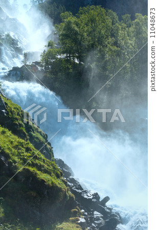 Summer Latefossen waterfall on mountain slope (Norway). 11048673