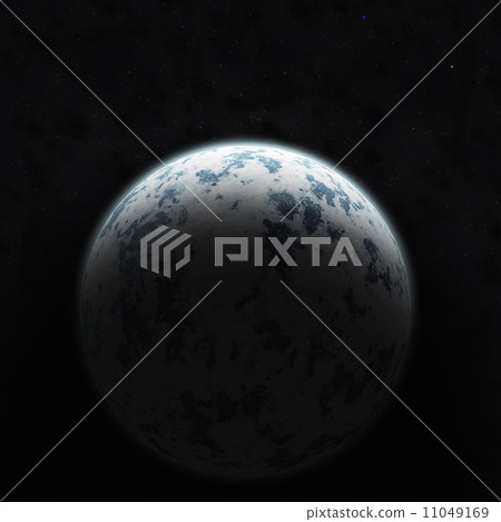 Realistic blue planet against the starry sky. 11049169