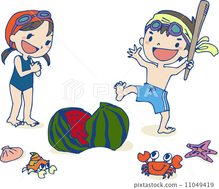 Handwritten illustration (with vector) Watermelon split kids 11049419