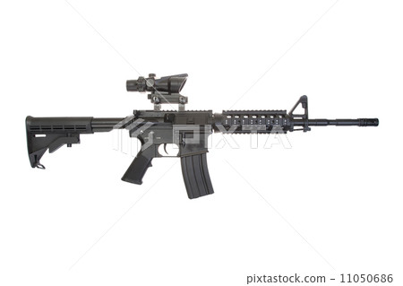 US Army carbine with optical sight isolated on a white background US Army carbine with optical sight isolated on a white background 11050686