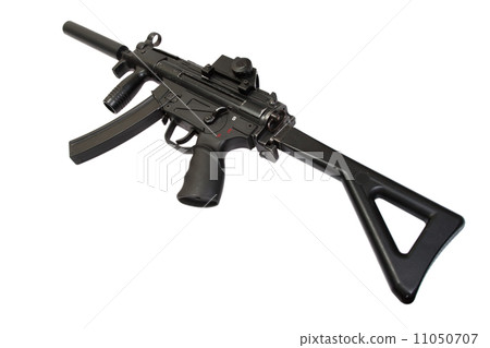 submachine gun with silencer isolated on a white background submachine gun with silencer isolated on a white background 11050707