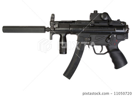 submachine gun with silencer isolated on a white background 11050720