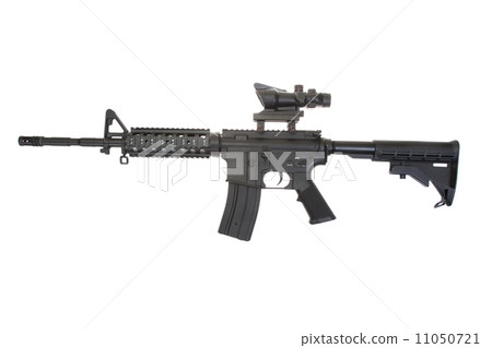 US Army carbine with optical sight isolated on a white background 11050721