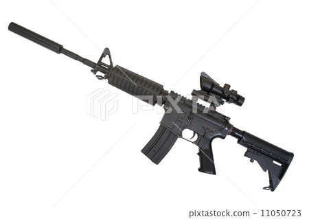 rifle with silencer isolated on a white background 11050723