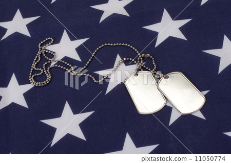 dog tags on american flag dog tags on american flag 11050774