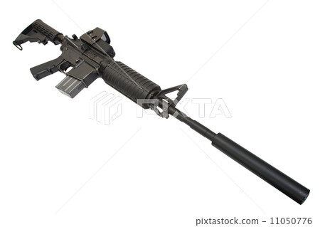 rifle with silencer isolated on a white background rifle with silencer isolated on a white background 11050776