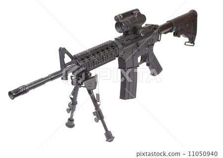 assault rifle with bipod isolated on a white background assault rifle with bipod isolated on a white background 11050940