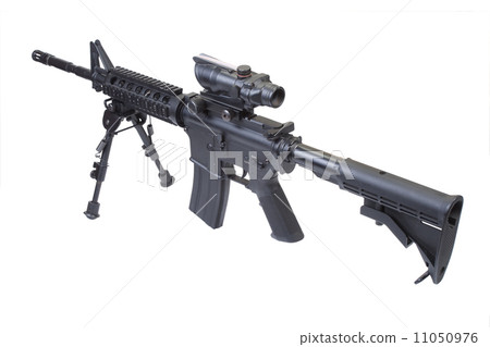 assault rifle with bipod isolated on a white background 11050976