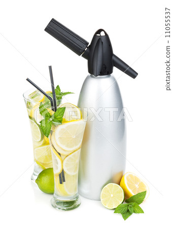 Glasses with homemade lemonade and siphon 11055537
