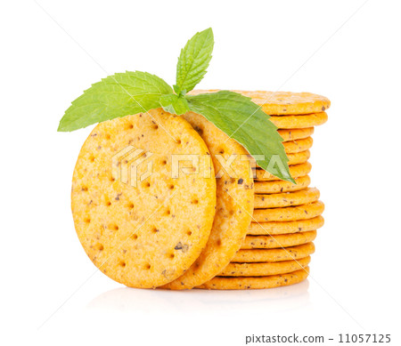 Stack of crackers with mint Stack of crackers with mint 11057125