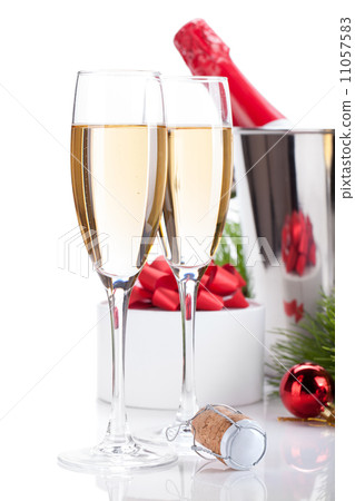 Champagne glasses and christmas decor Champagne glasses and christmas decor 11057583
