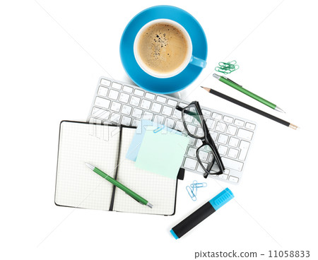 Coffee cup and office supplies Coffee cup and office supplies 11058833