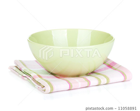Salad bowl over kitchen towel 11058891