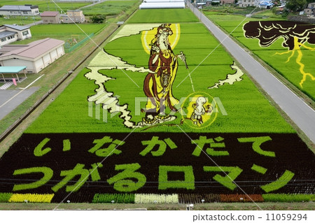 在稻田村莊的稻米藝術 11059294