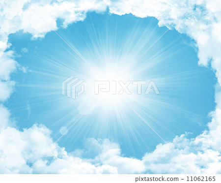 Blue sky with clouds and sun 11062165