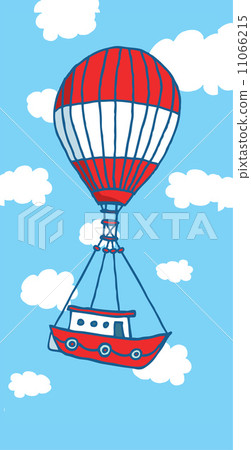 Hot air balloon boat flying to adventure 11066215