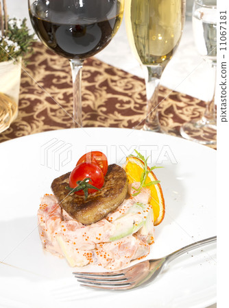 salad, fish and eggs decorated with greens and tomatoes salad, fish and eggs decorated with greens and tomatoes 11067181