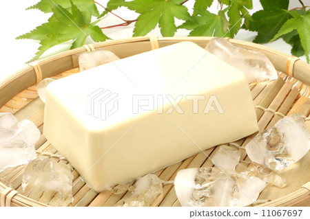 Tofu soy products Japanese food ingredients White background 11067697