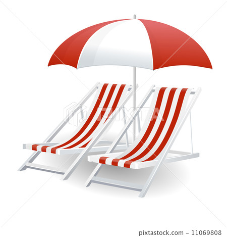 Chair and beach umbrella isolated Chair and beach umbrella isolated 11069808
