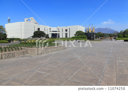 Kagoshima citizen culture hall and Sakurajima Kagoshima citizen culture hall and Sakurajima 11074258
