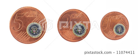 European union concept - 1, 2 and 5 eurocent 11074411