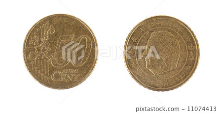 Fifty euro cent on white background Fifty euro cent on white background 11074413
