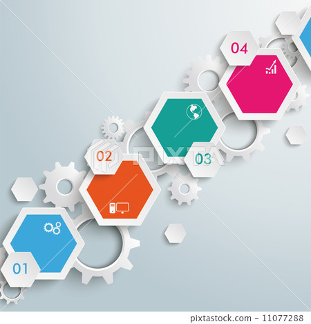 Infographic Hexagon Gears Line Growth PiAd 11077288