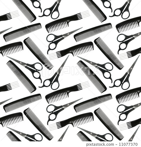 Seamless pattern of black-and-white hair-dressing tools Seamless pattern of black-and-white hair-dressing tools 11077370