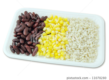 Cereal grains and seeds in the package isolated on white Cereal grains and seeds in the package isolated on white 11078280