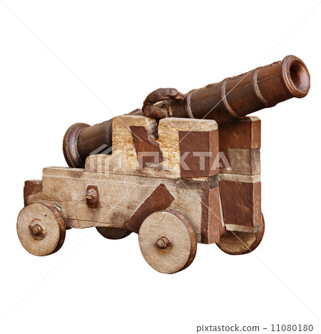 Medieval artillery gun isolated on white background 11080180
