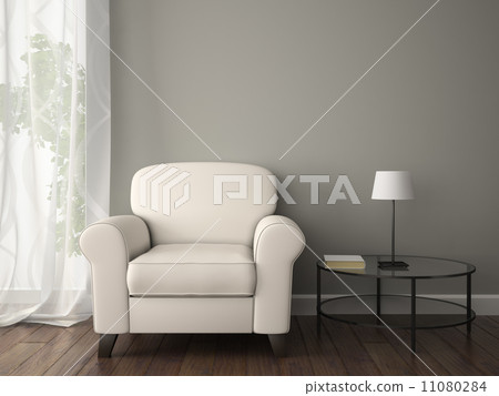 Part of interior with white armchair 11080284