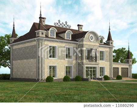 Fasad of the modern house in landscape Fasad of the modern house in landscape 11080290