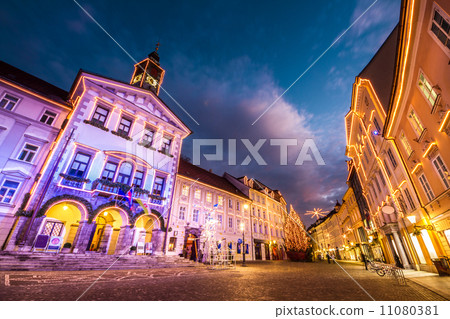 Ljubljana's city center, Slovenia, Europe. 11080381