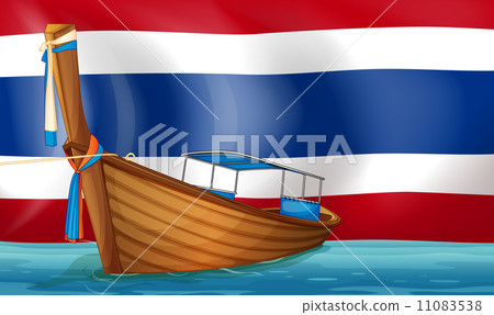 A boat in front of the Thai flag 11083538