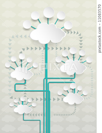 Blank paper cloud computing on abstract tree shape Blank paper cloud computing on abstract tree shape 11083570