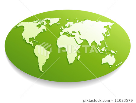Oval Map Of The World White Paper World Map On Green Oval Shape - Stock Illustration [11083579] -  Pixta
