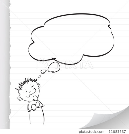 Cartoon kid thinking over white paper background 11083587
