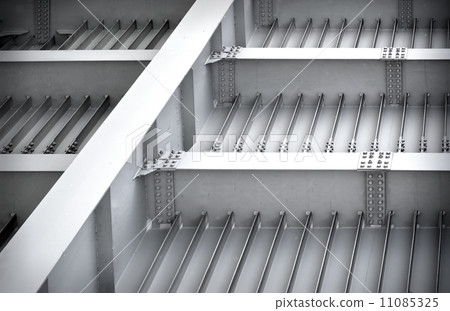 Elements of modern steel construction. Beams and bolts steel structure. 11085325