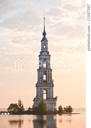 flooded belltower in Kalyazin at sunrise 11087367