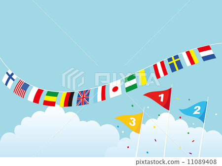 Flag of rank, blue sky, Ten thousand flag -2 11089408