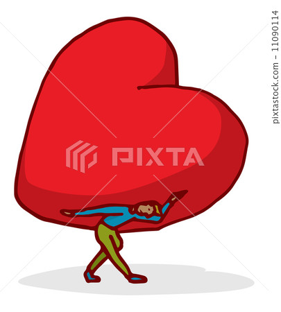Man in love carrying a huge heart Man in love carrying a huge heart 11090114