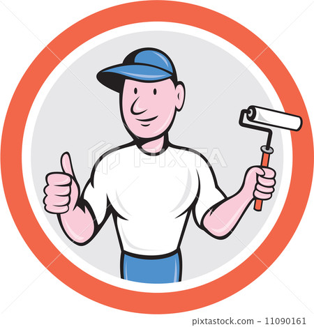 House Painter Paint Roller Thumbs Up Cartoon House Painter Paint Roller Thumbs Up Cartoon 11090161