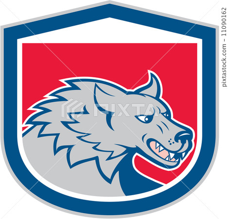 Angry Wolf Wild Dog Head Shield Cartoon 11090162