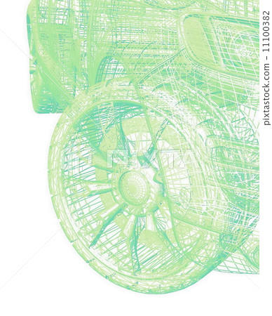 Closeup of wheels of machine on white background 11100382