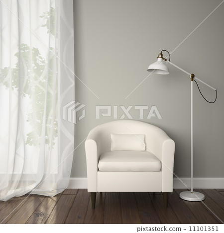 Part of interior with white armchair 11101351