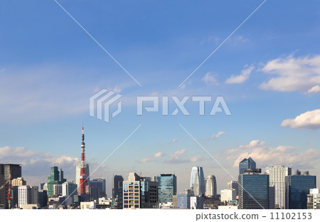 [東京城市景觀全景]東京塔和高層建築街道 11102153