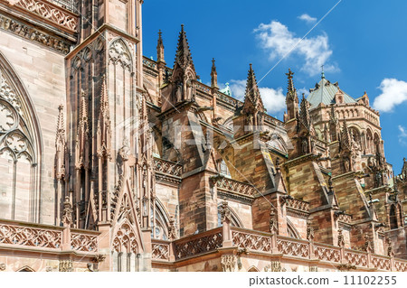 Famous Notre Dame de Strasbourg, Alsace, France. Details of arch 11102255