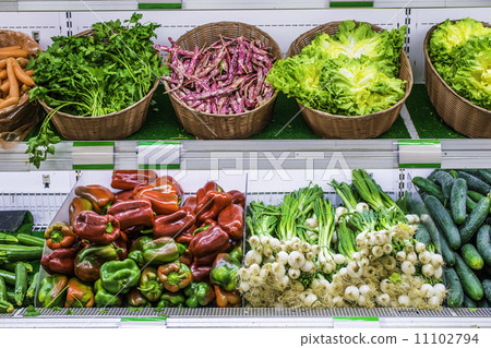 Fruits and vegetables on a supermarket shelf 11102794